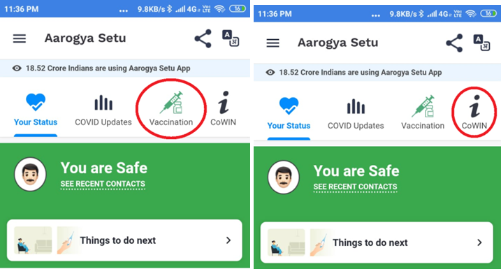 How to Register for Covid-19 Vaccination on Aarogya Setu App?